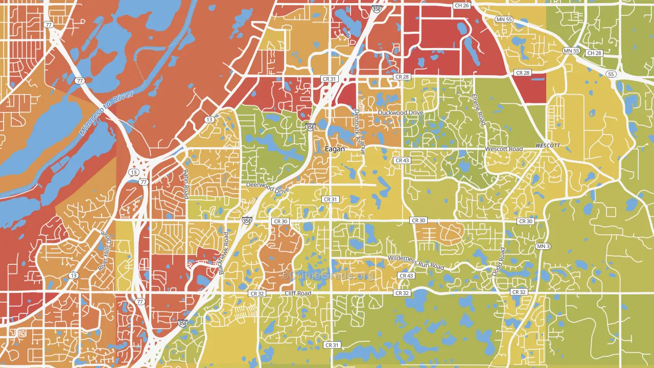 Eagan, MN Map of Drug-Related Crime Rates