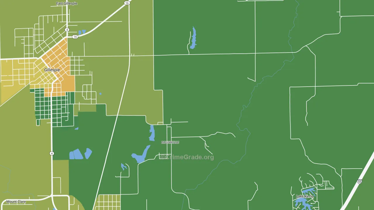 Eagarville, IL Map of Drug-Related Crime Rates