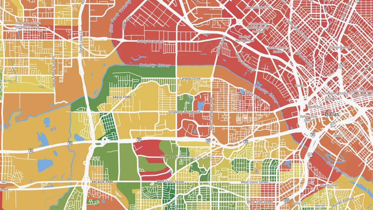 Eagle Ford, Dallas, TX Map of Drug-Related Crime Rates