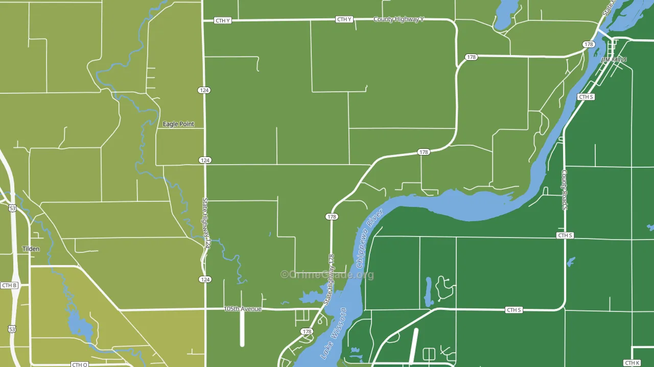 Eagle Point, WI Map of Drug-Related Crime Rates