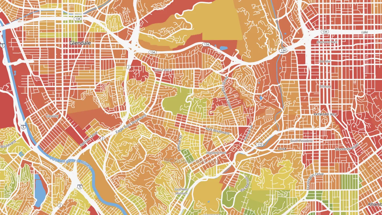 Eagle Rock, Los Angeles, CA Map of Drug-Related Crime Rates