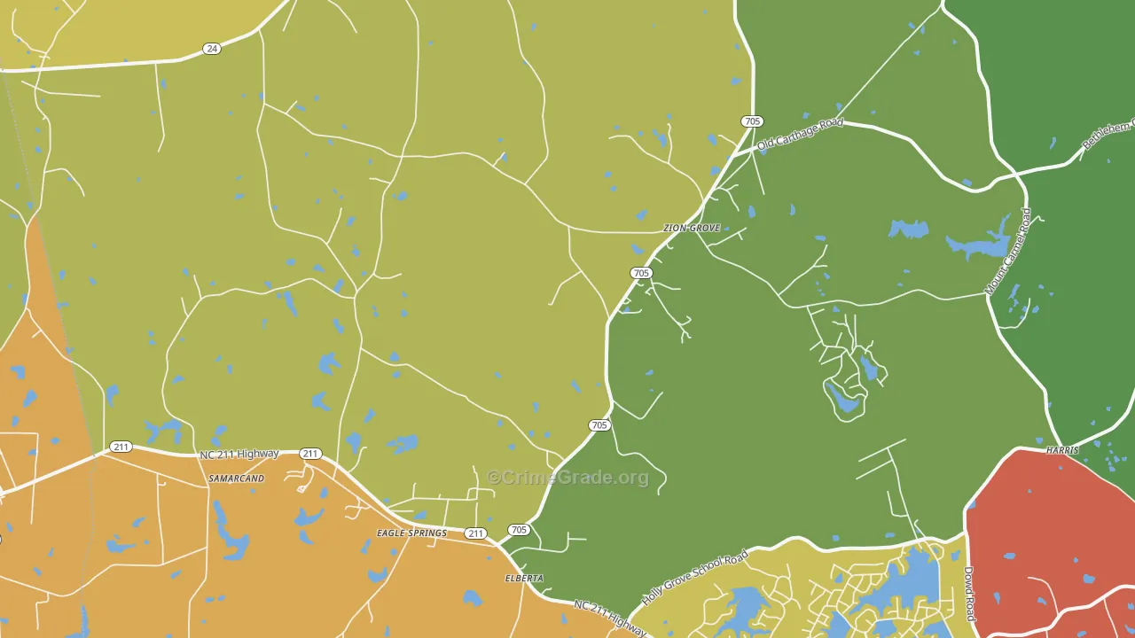 Eagle Springs, NC Map of Drug-Related Crime Rates