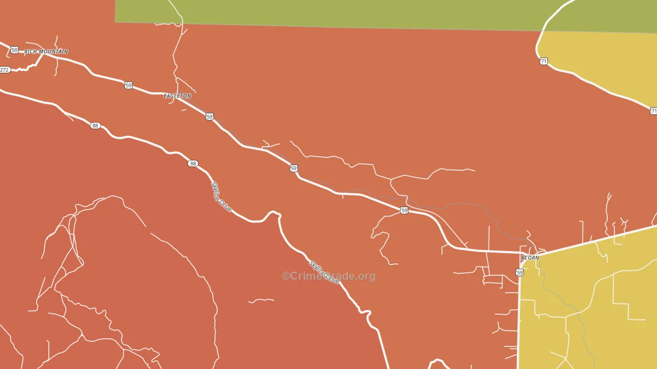 Eagleton, AR Map of Drug-Related Crime Rates