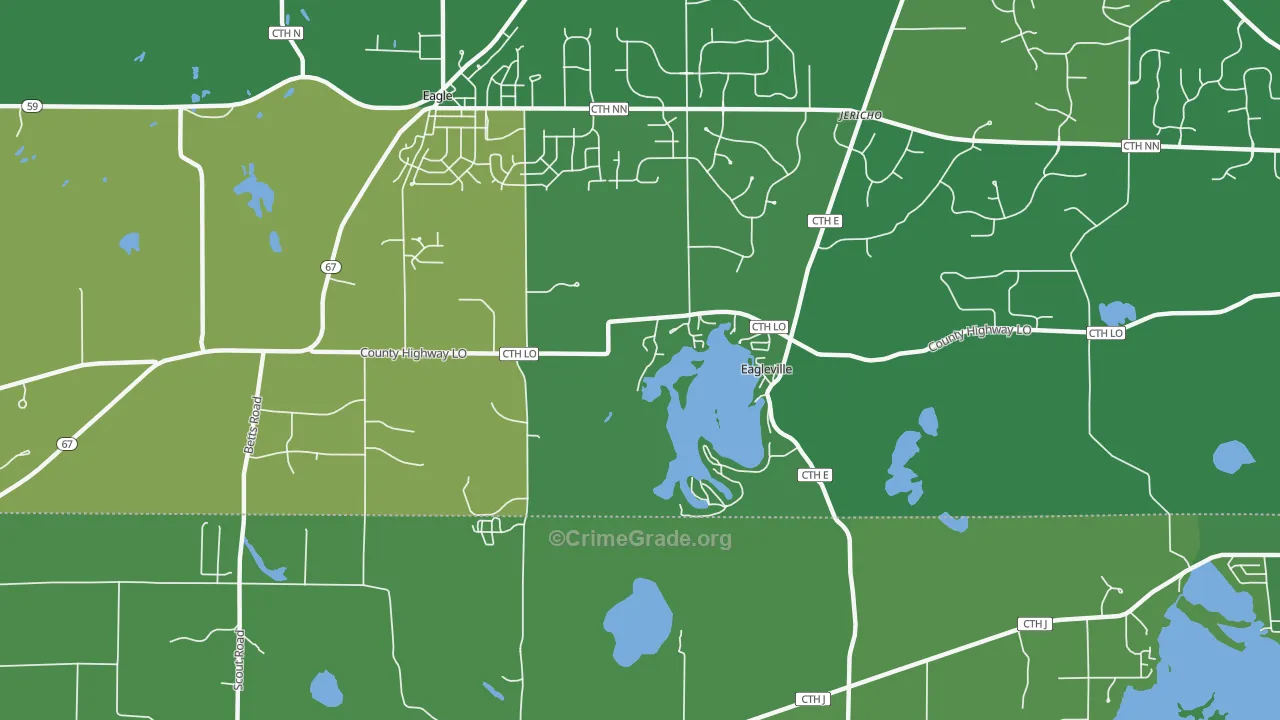 Eagleville, WI Map of Drug-Related Crime Rates