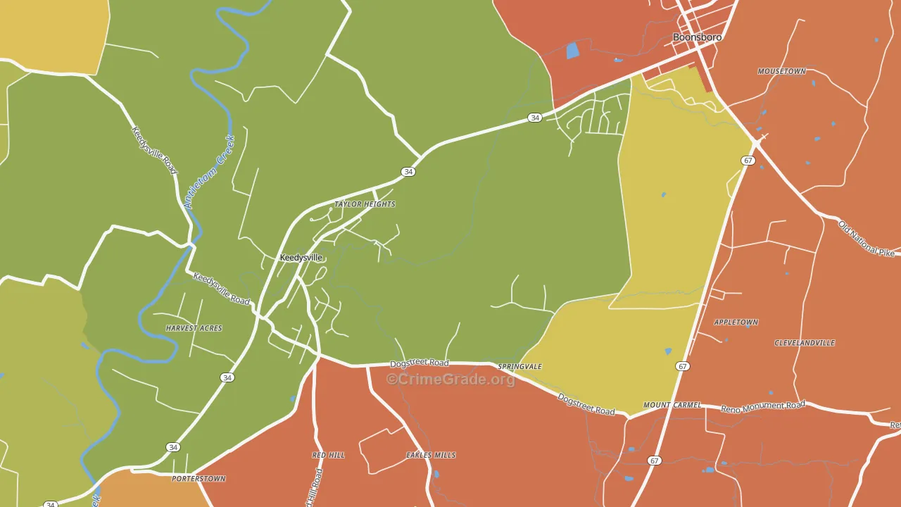 Eakles Mill, MD Map of Drug-Related Crime Rates
