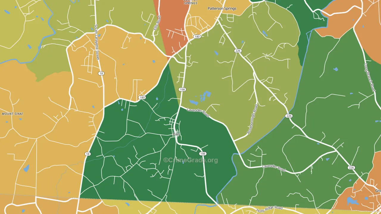 Earl, NC Map of Drug-Related Crime Rates