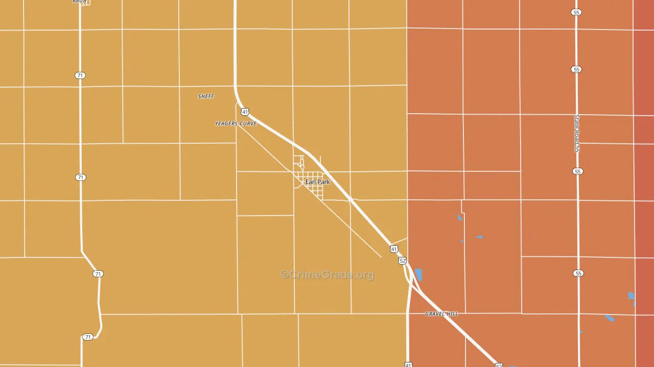Earl Park, IN Map of Drug-Related Crime Rates