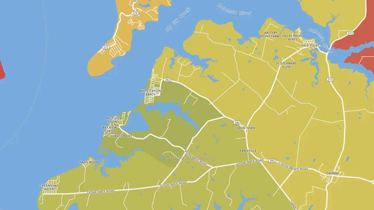 Earleville, MD Map of Drug-Related Crime Rates