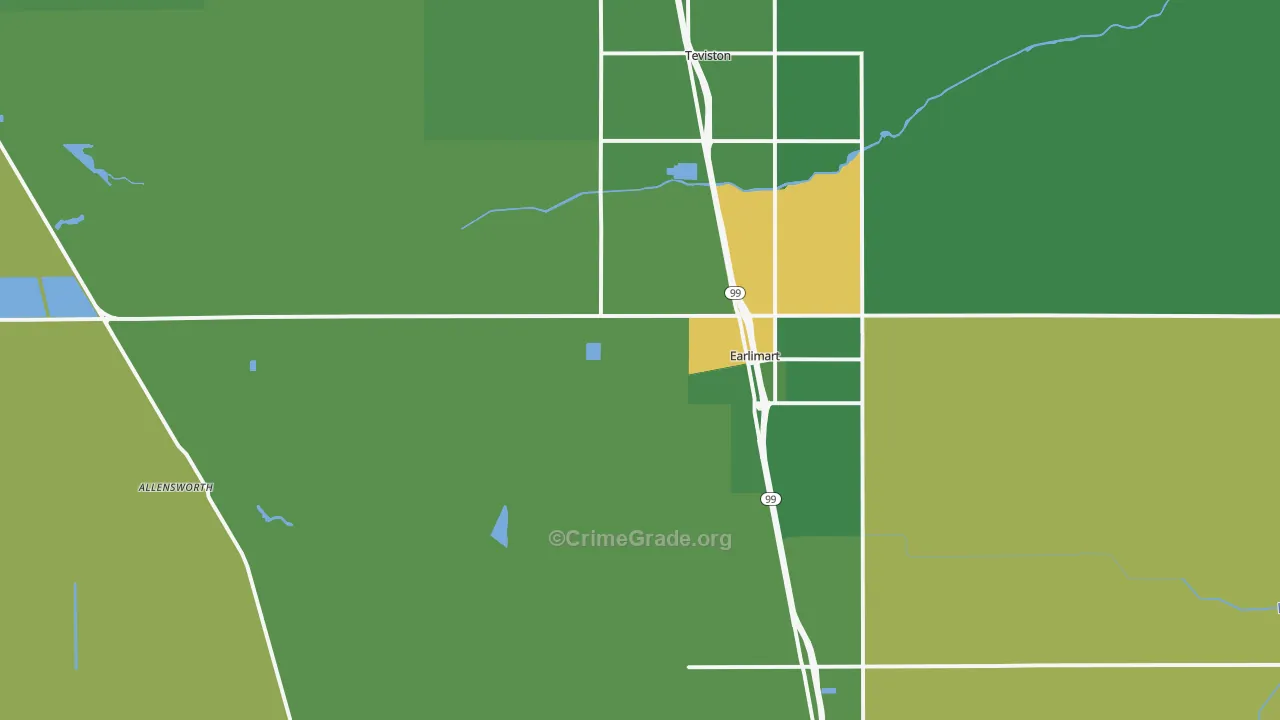 Earlimart, CA Map of Drug-Related Crime Rates