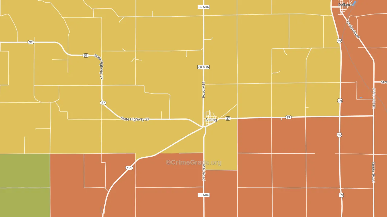 Earling, IA Map of Drug-Related Crime Rates