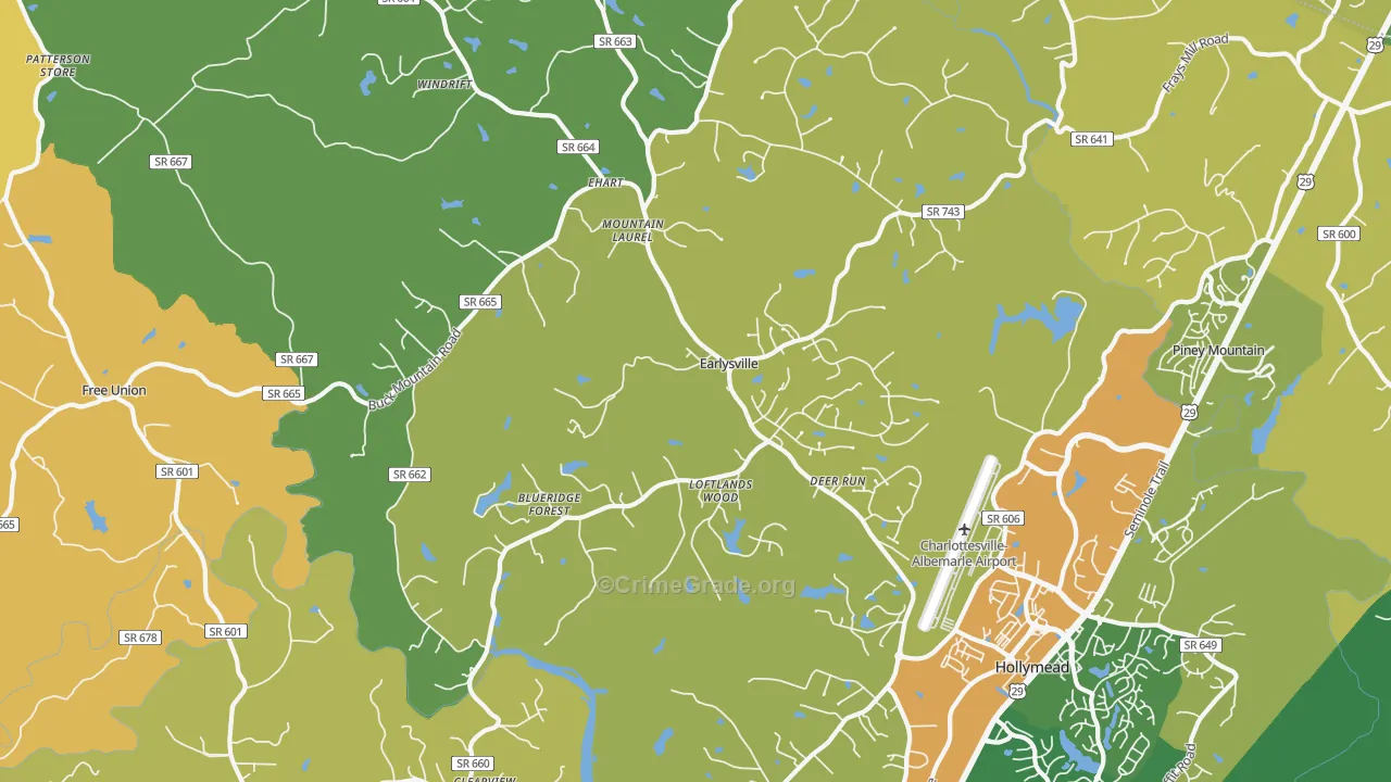 Earlysville, VA Map of Drug-Related Crime Rates