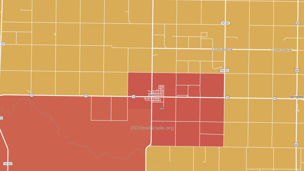 Earth, TX Map of Drug-Related Crime Rates