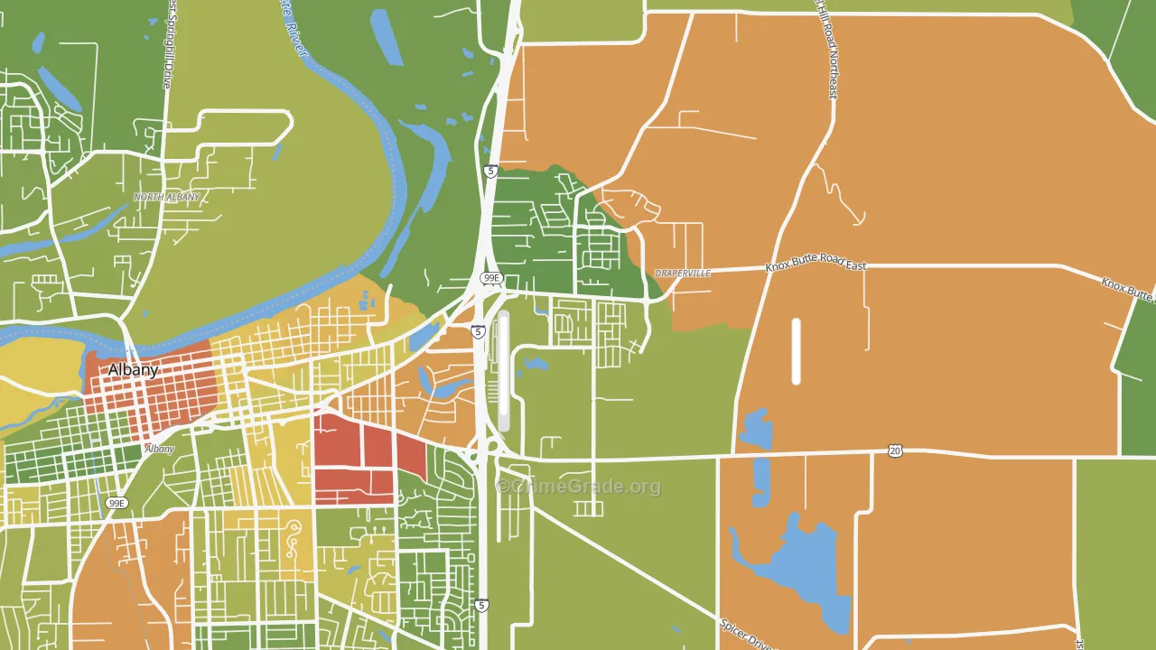 East Albany, Albany, OR Map of Drug-Related Crime Rates