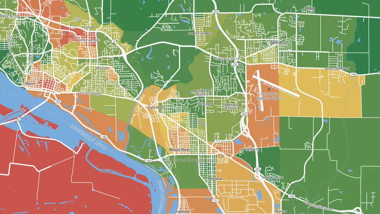 East Alton, IL Map of Drug-Related Crime Rates
