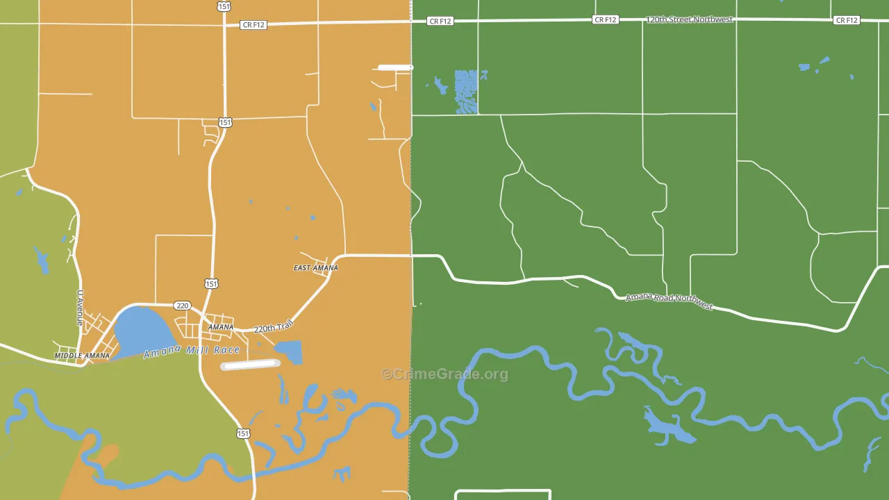 East Amana, IA Map of Drug-Related Crime Rates