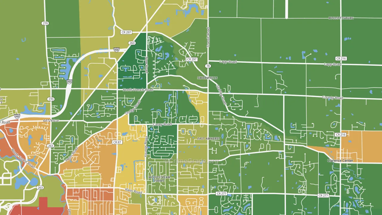 East Amherst, NY Map of Drug-Related Crime Rates