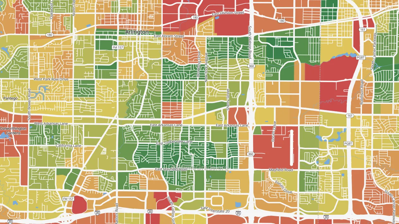 East Arlington, Arlington, TX Map of Drug-Related Crime Rates