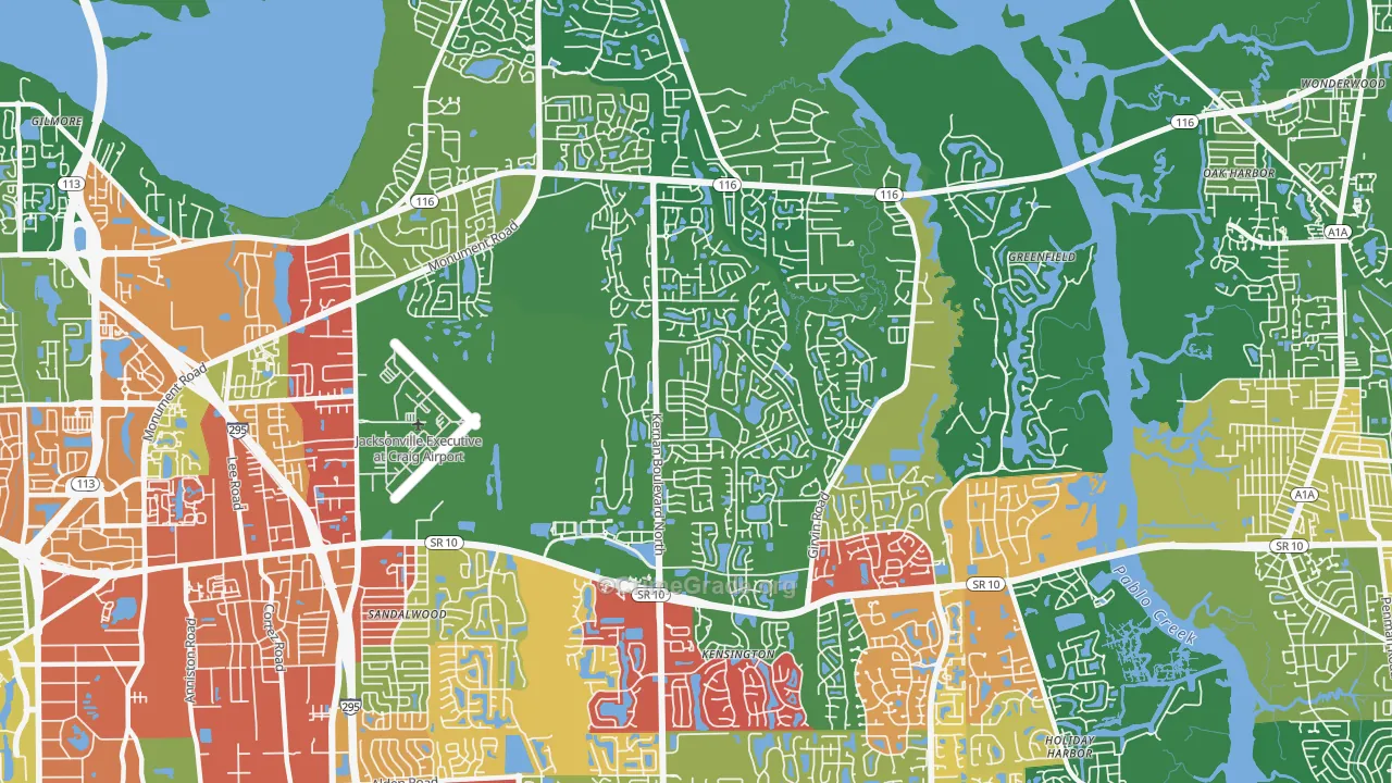 East Arlington, Jacksonville, FL Map of Drug-Related Crime Rates