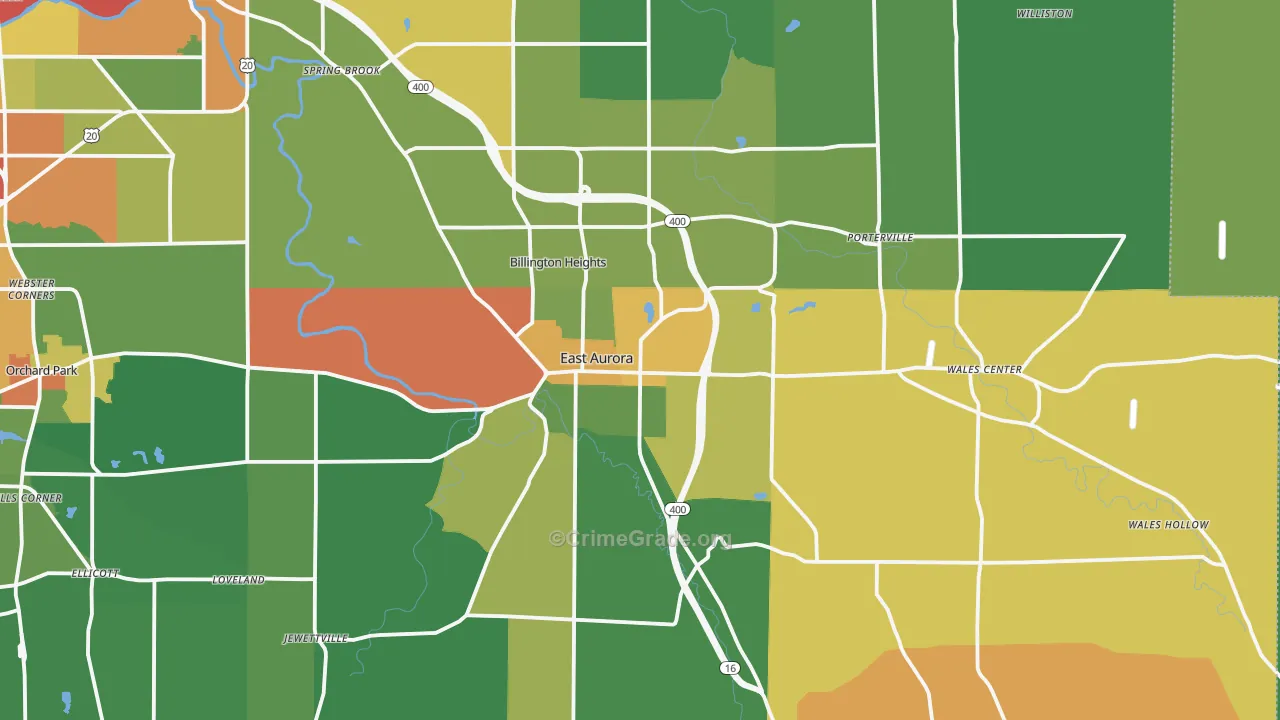 East Aurora, NY Map of Drug-Related Crime Rates