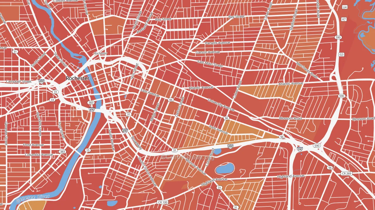 East Avenue, Rochester, NY Map of Drug-Related Crime Rates