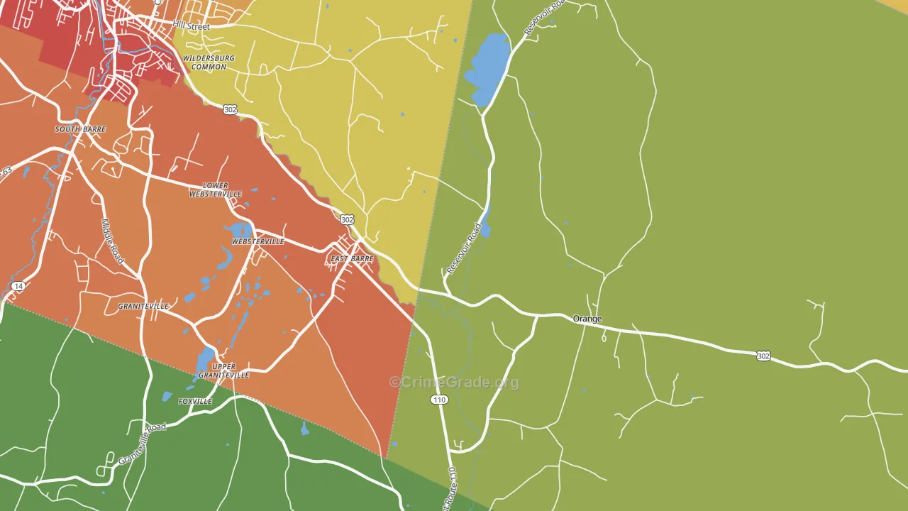 East Barre, VT Map of Drug-Related Crime Rates