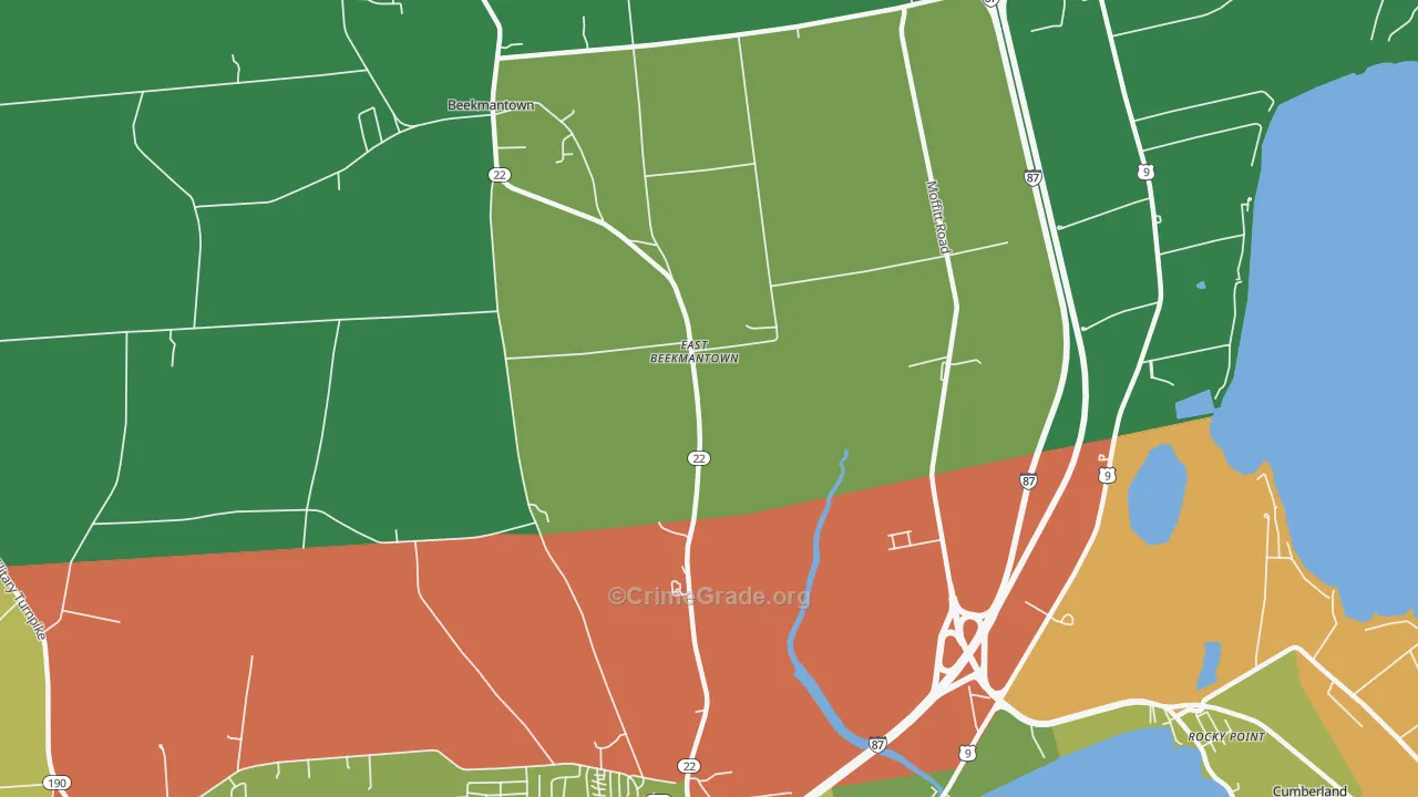 East Beekmantown, NY Map of Drug-Related Crime Rates