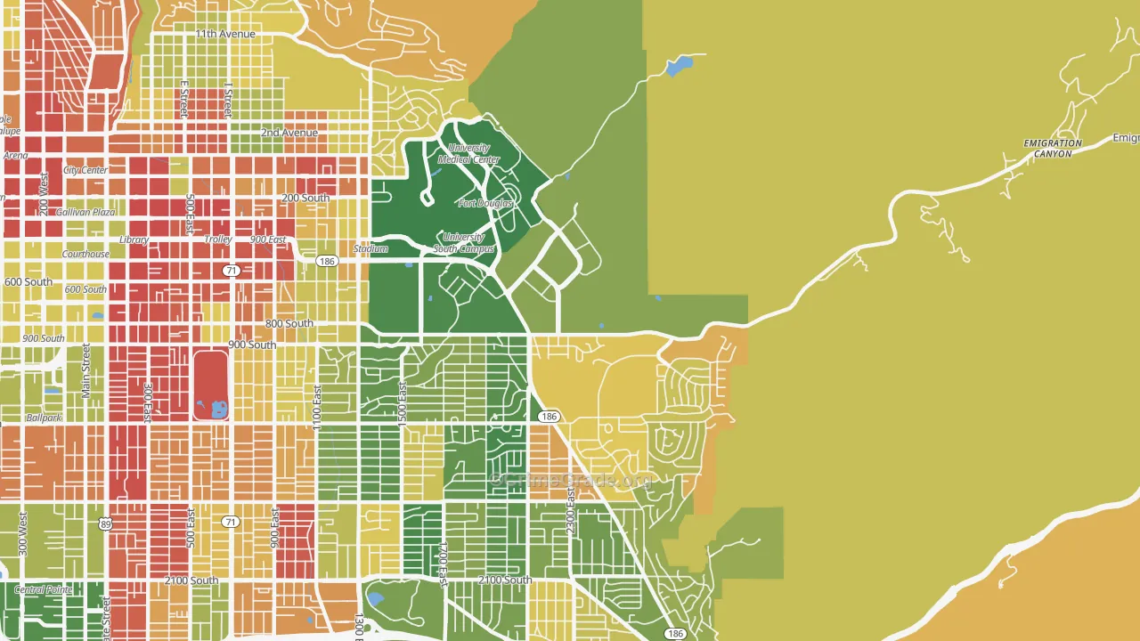 East Bench, Salt Lake City, UT Map of Drug-Related Crime Rates