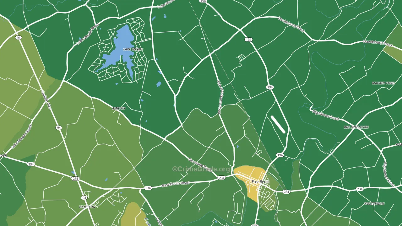 East Berlin, PA Map of Drug-Related Crime Rates
