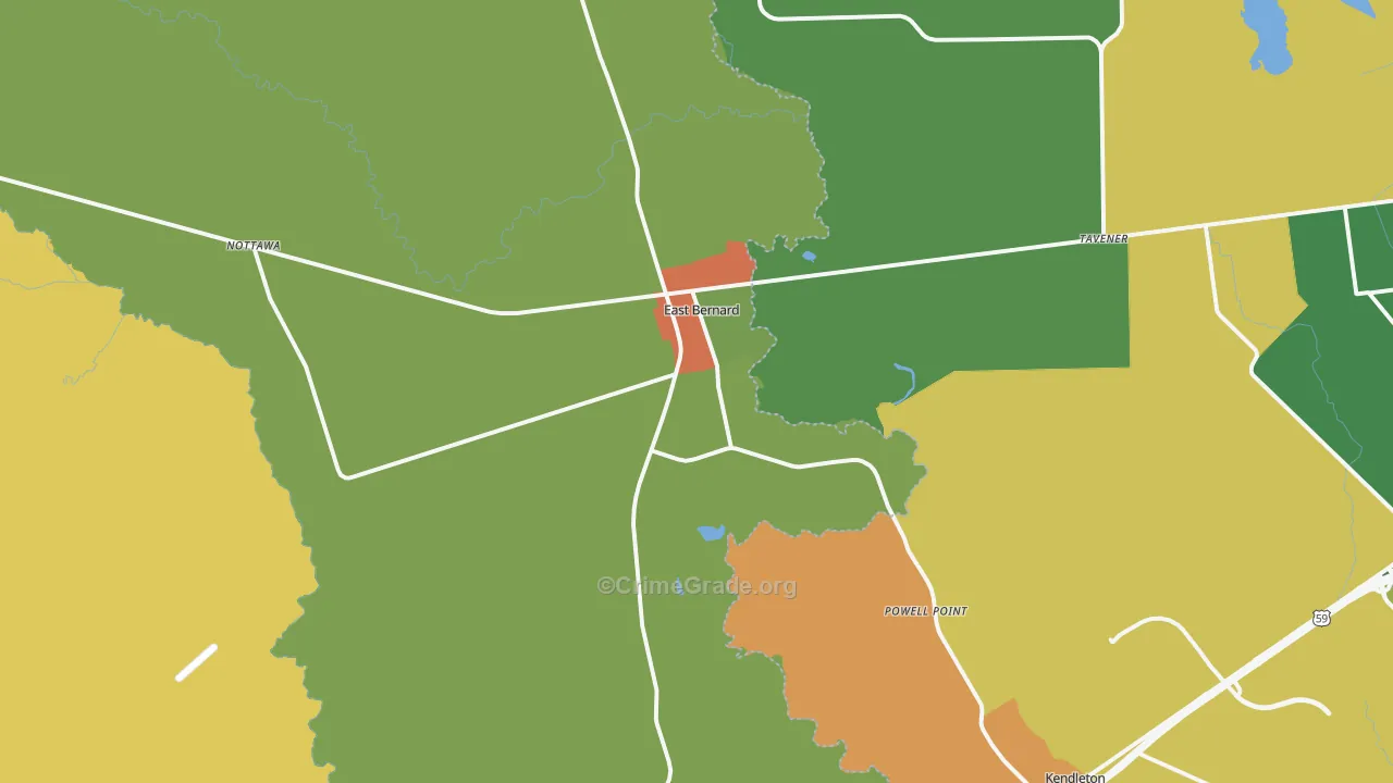 East Bernard, TX Map of Drug-Related Crime Rates