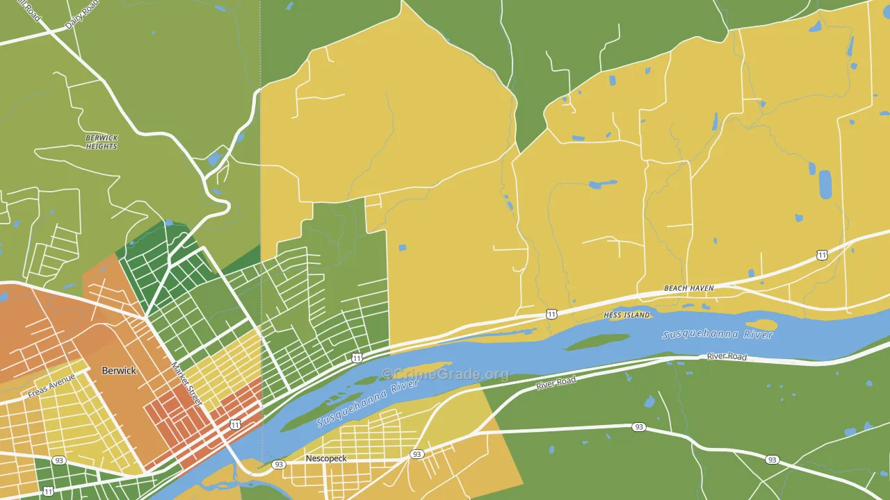 East Berwick, PA Map of Drug-Related Crime Rates