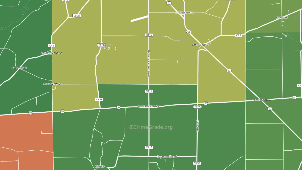 East Bethany, NY Map of Drug-Related Crime Rates
