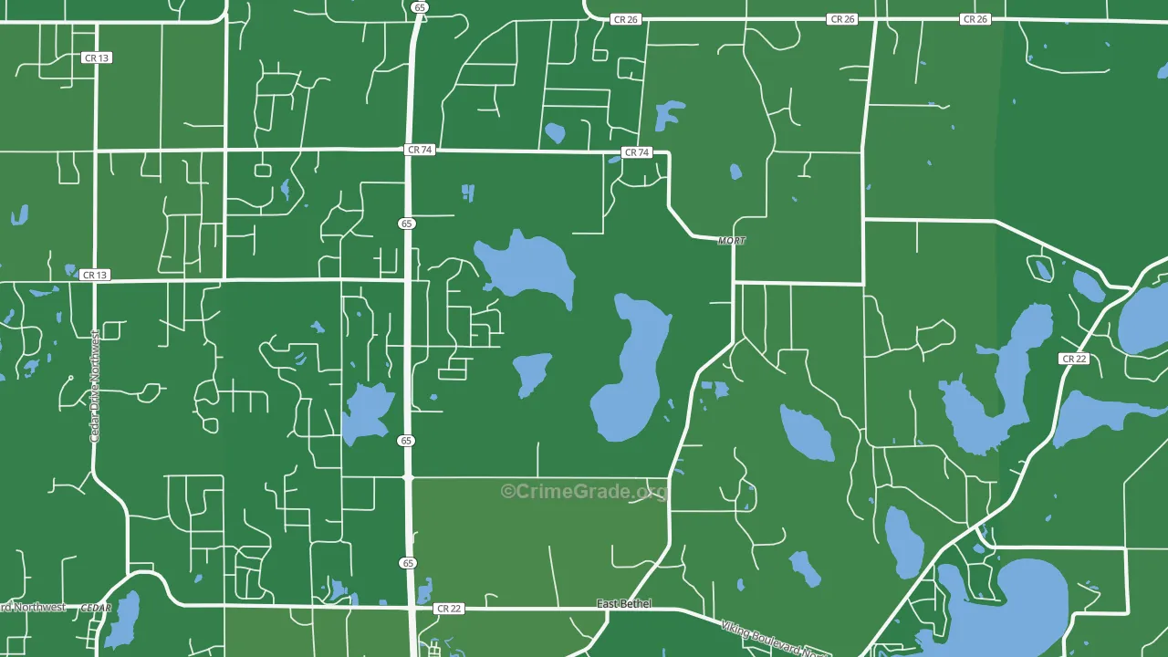 East Bethel, MN Map of Drug-Related Crime Rates