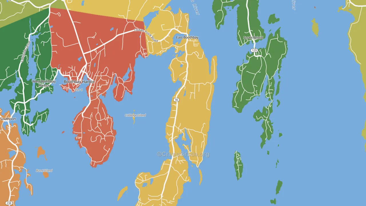 East Boothbay, ME Map of Drug-Related Crime Rates
