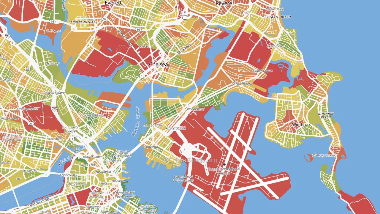 East Boston, Boston, MA Map of Drug-Related Crime Rates
