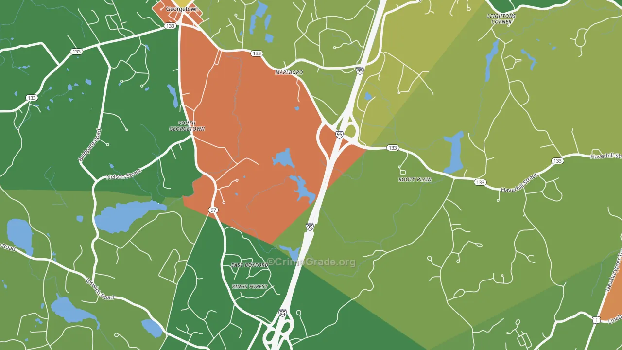 East Boxford, MA Map of Drug-Related Crime Rates