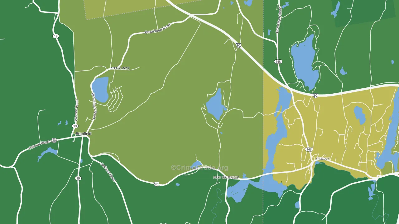 East Brimfield, MA Map of Drug-Related Crime Rates