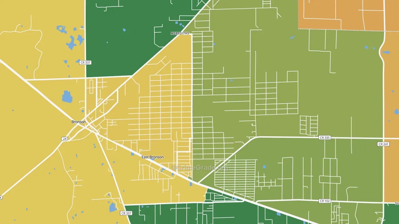 East Bronson, FL Map of Drug-Related Crime Rates