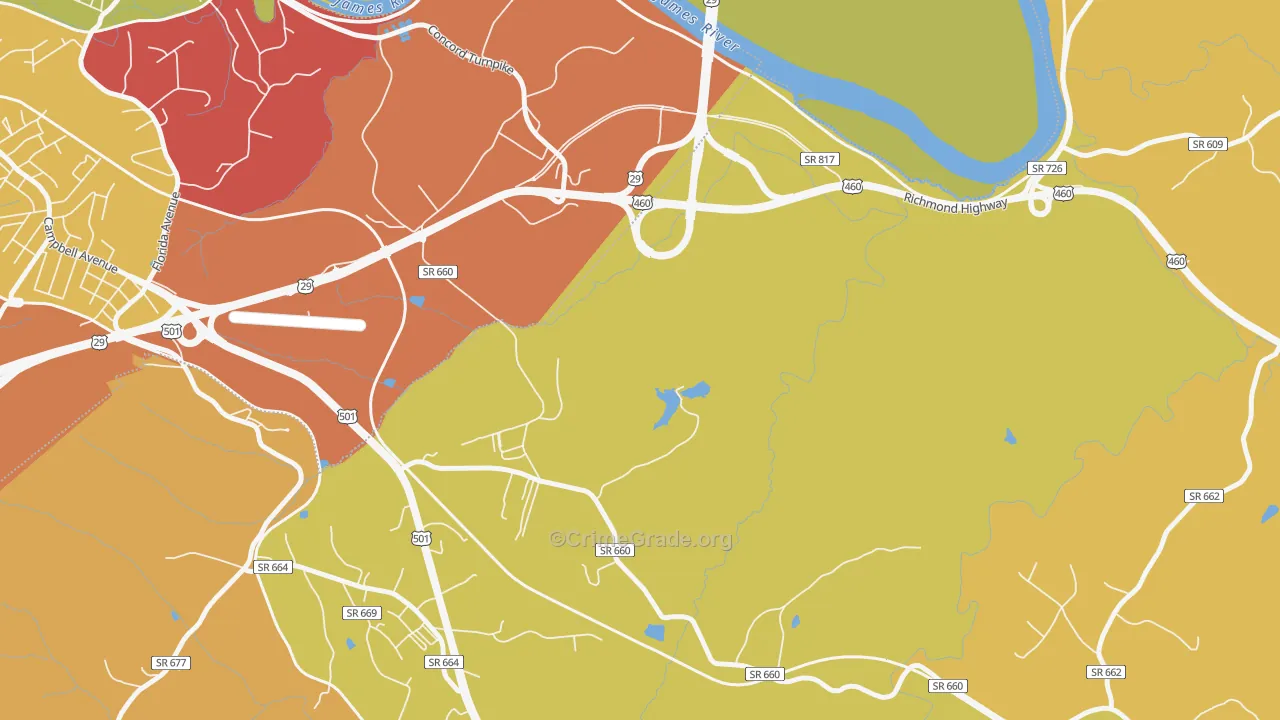 East Brook, VA Map of Drug-Related Crime Rates
