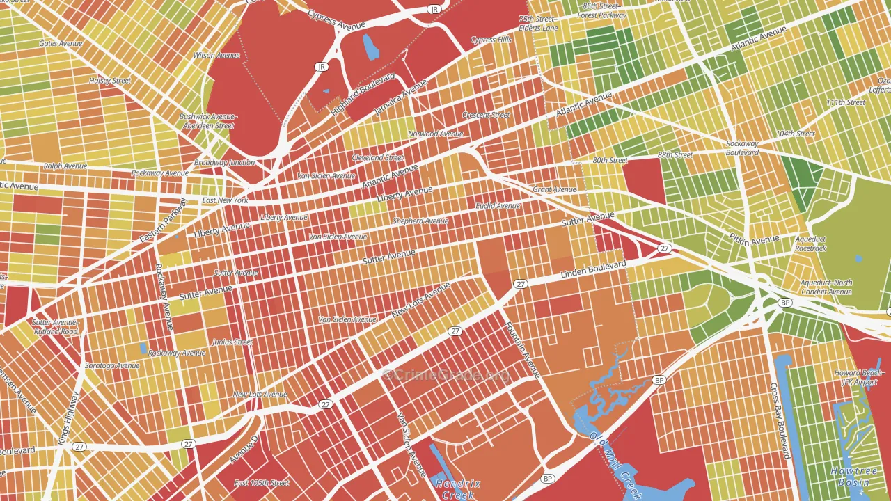 East Brooklyn, Brooklyn, NY Map of Drug-Related Crime Rates