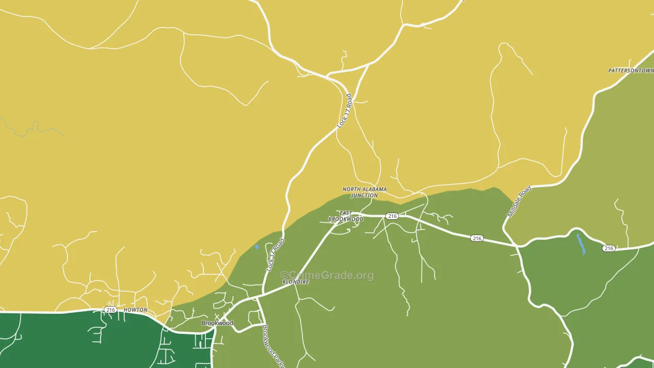 East Brookwood, AL Map of Drug-Related Crime Rates