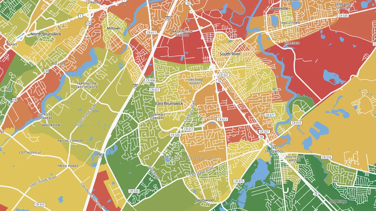 East Brunswick, NJ Map of Drug-Related Crime Rates