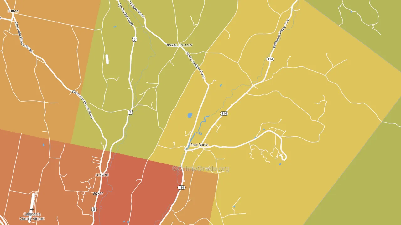 East Burke, VT Map of Drug-Related Crime Rates