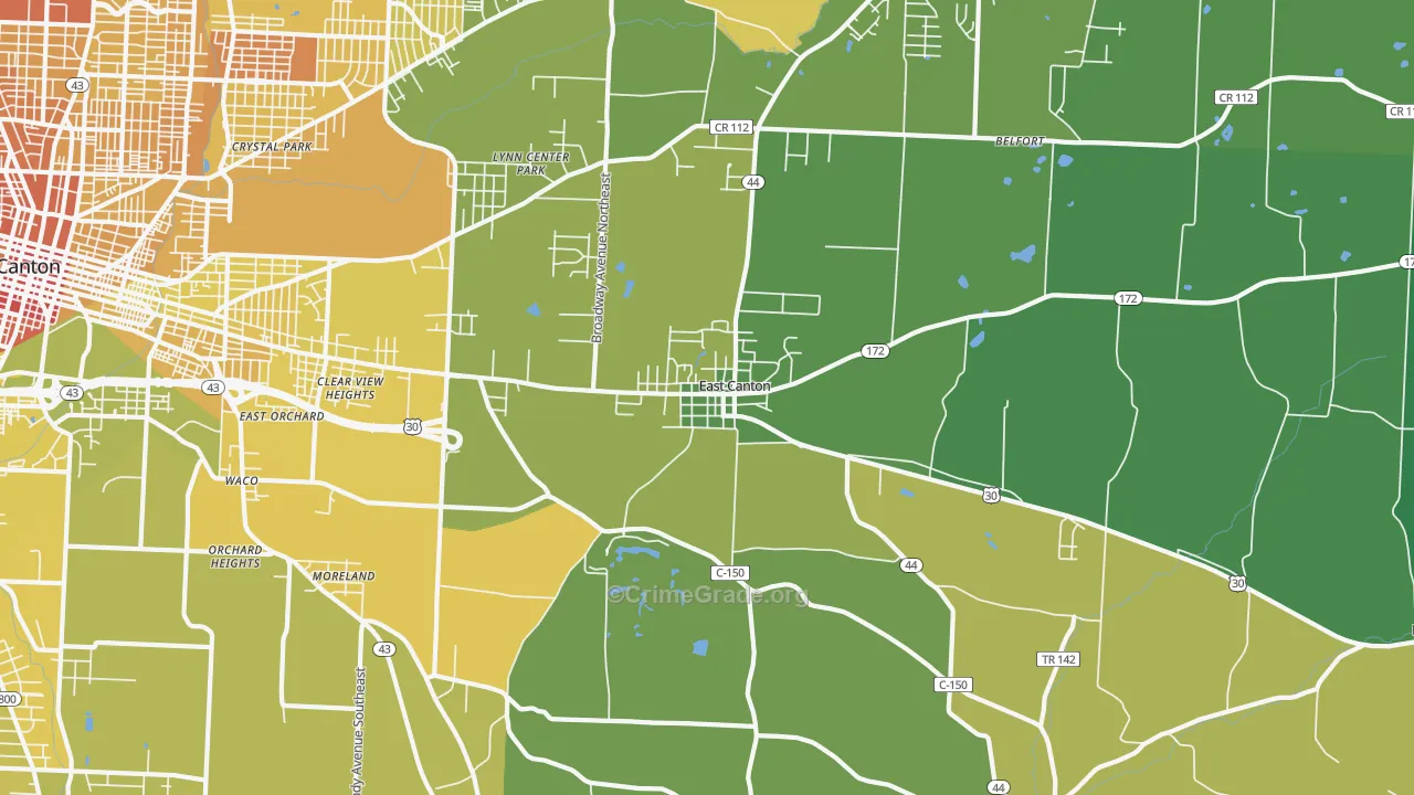 East Canton, OH Map of Drug-Related Crime Rates