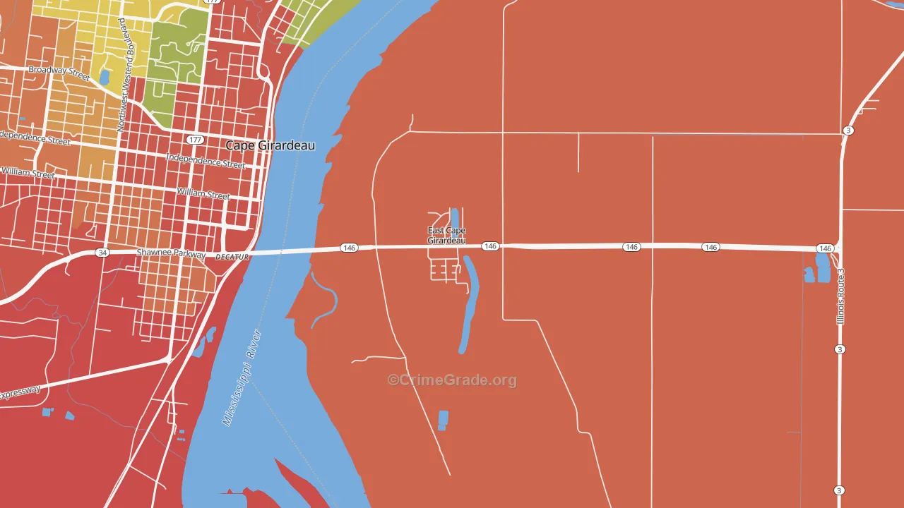 East Cape Girardeau, IL Map of Drug-Related Crime Rates