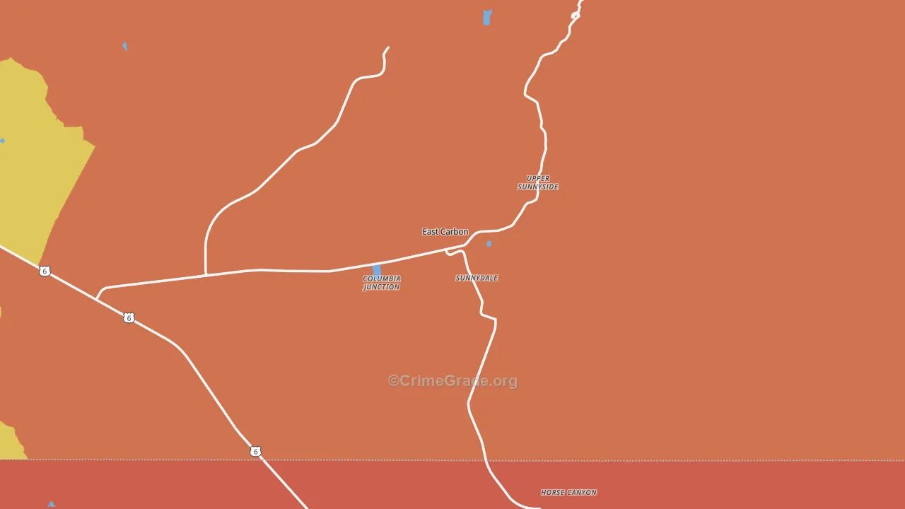East Carbon, UT Map of Drug-Related Crime Rates