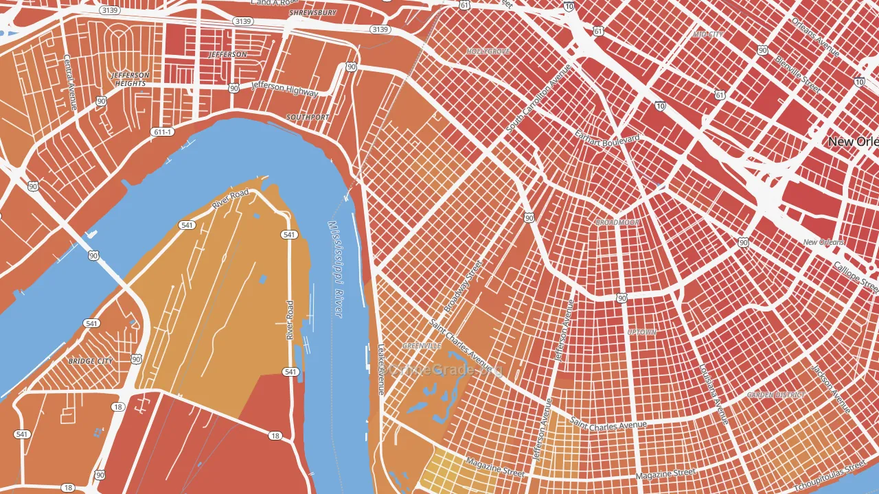East Carollton, New Orleans, LA Map of Drug-Related Crime Rates