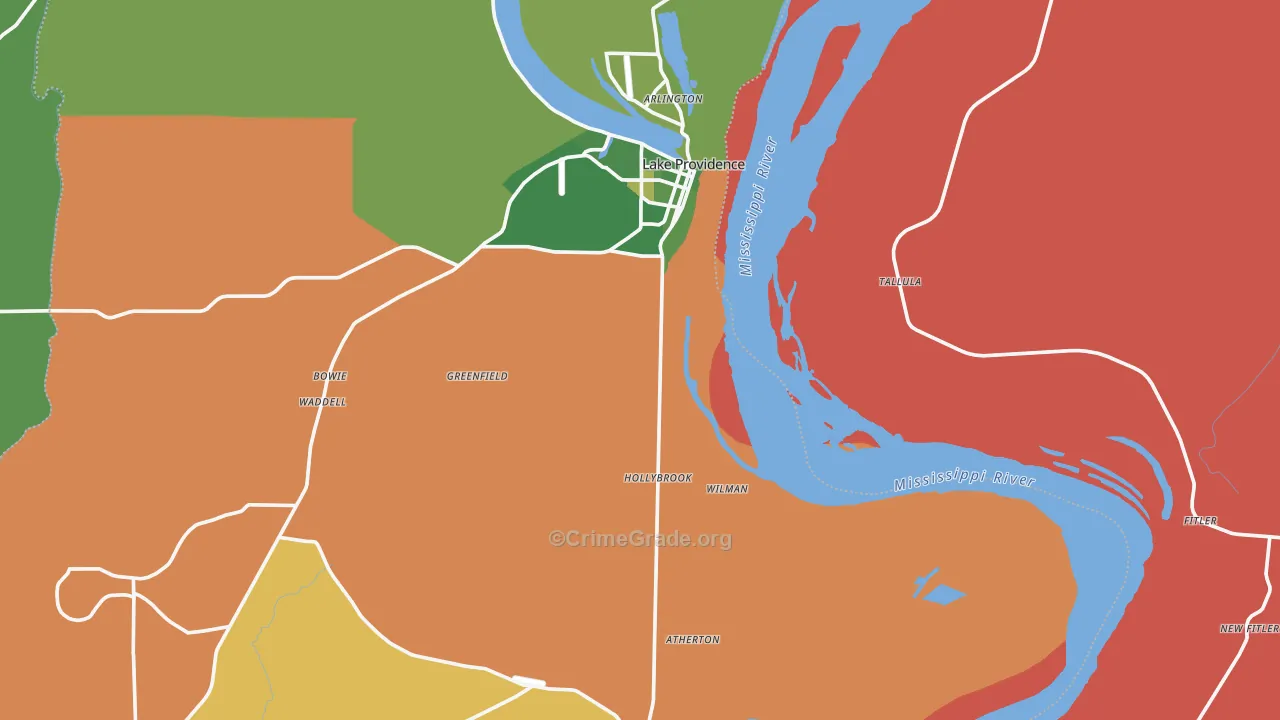 East Carroll Parish, LA Map of Drug-Related Crime Rates