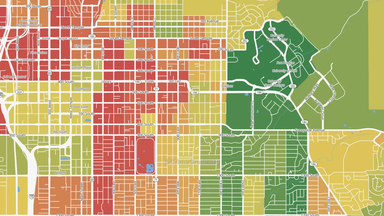 East Central, Salt Lake City, UT Map of Drug-Related Crime Rates