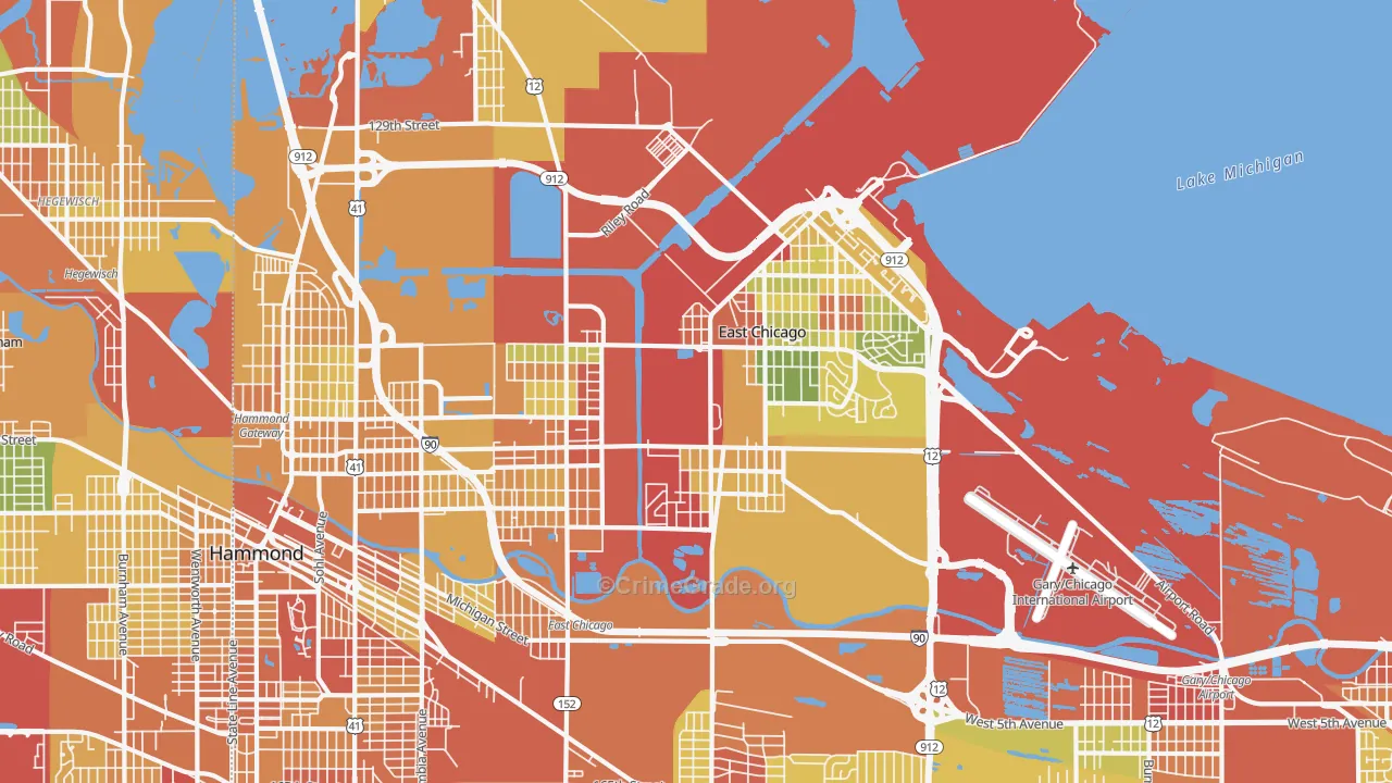 East Chicago, IN Map of Drug-Related Crime Rates