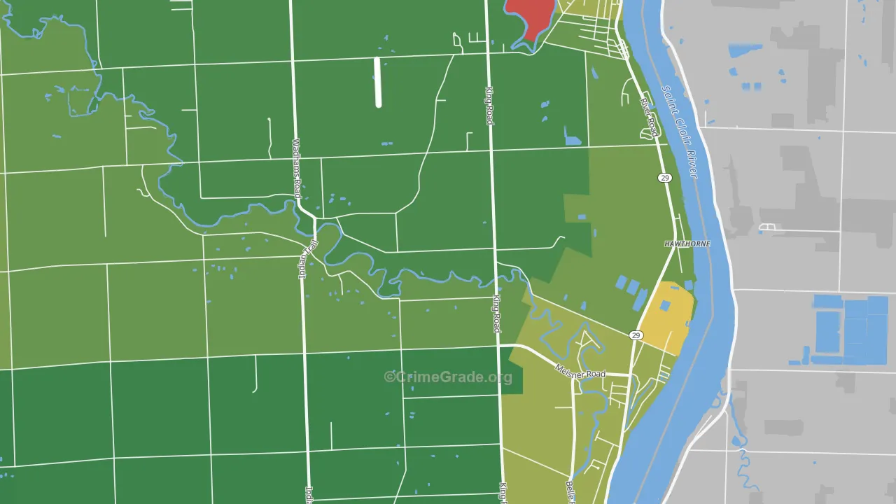 East China, MI Map of Drug-Related Crime Rates